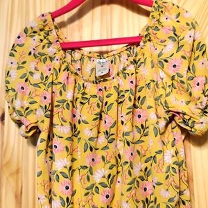 Carters Kids Yellow Pink Floral Peasant Top Size 8